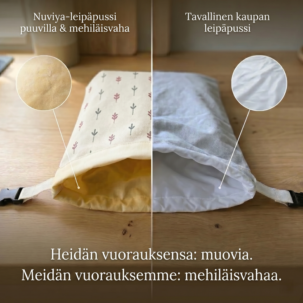 Premium-leipäpussit – 100 % puuvilla ja mehiläisvaha
