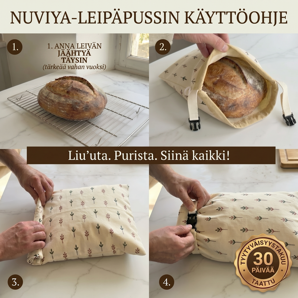 Premium-leipäpussit – 100 % puuvilla ja mehiläisvaha