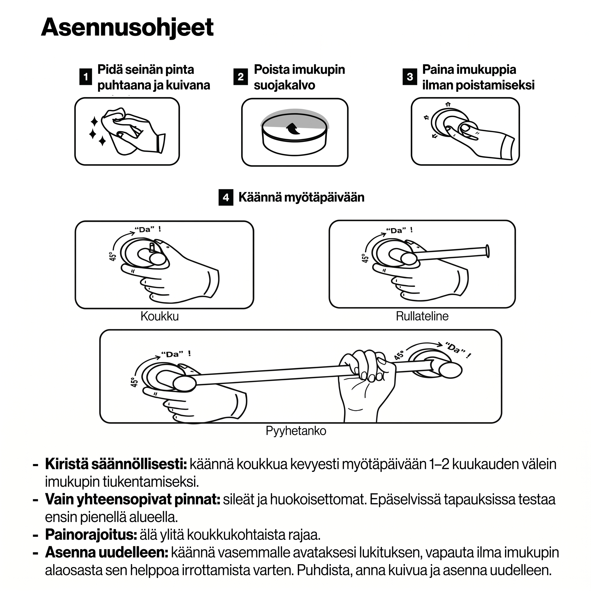 Erittäin kestävien imukuppikoukkujen pakkaus