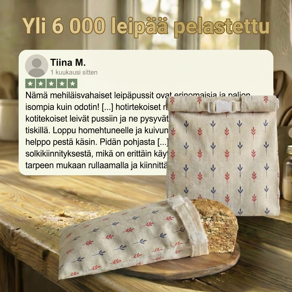 Premium-leipäpussit – 100 % puuvilla ja mehiläisvaha