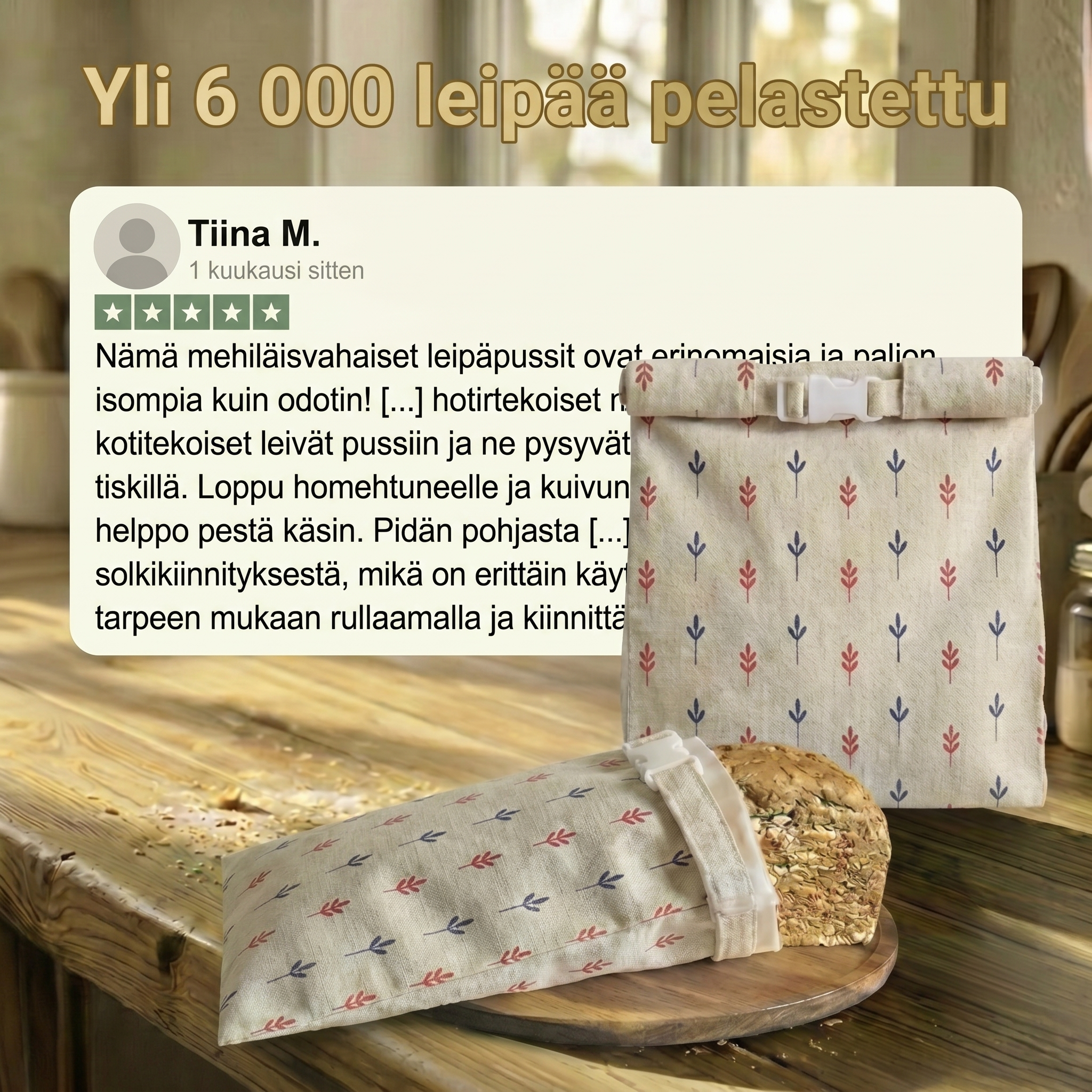 Premium-leipäpussit – 100 % puuvilla ja mehiläisvaha