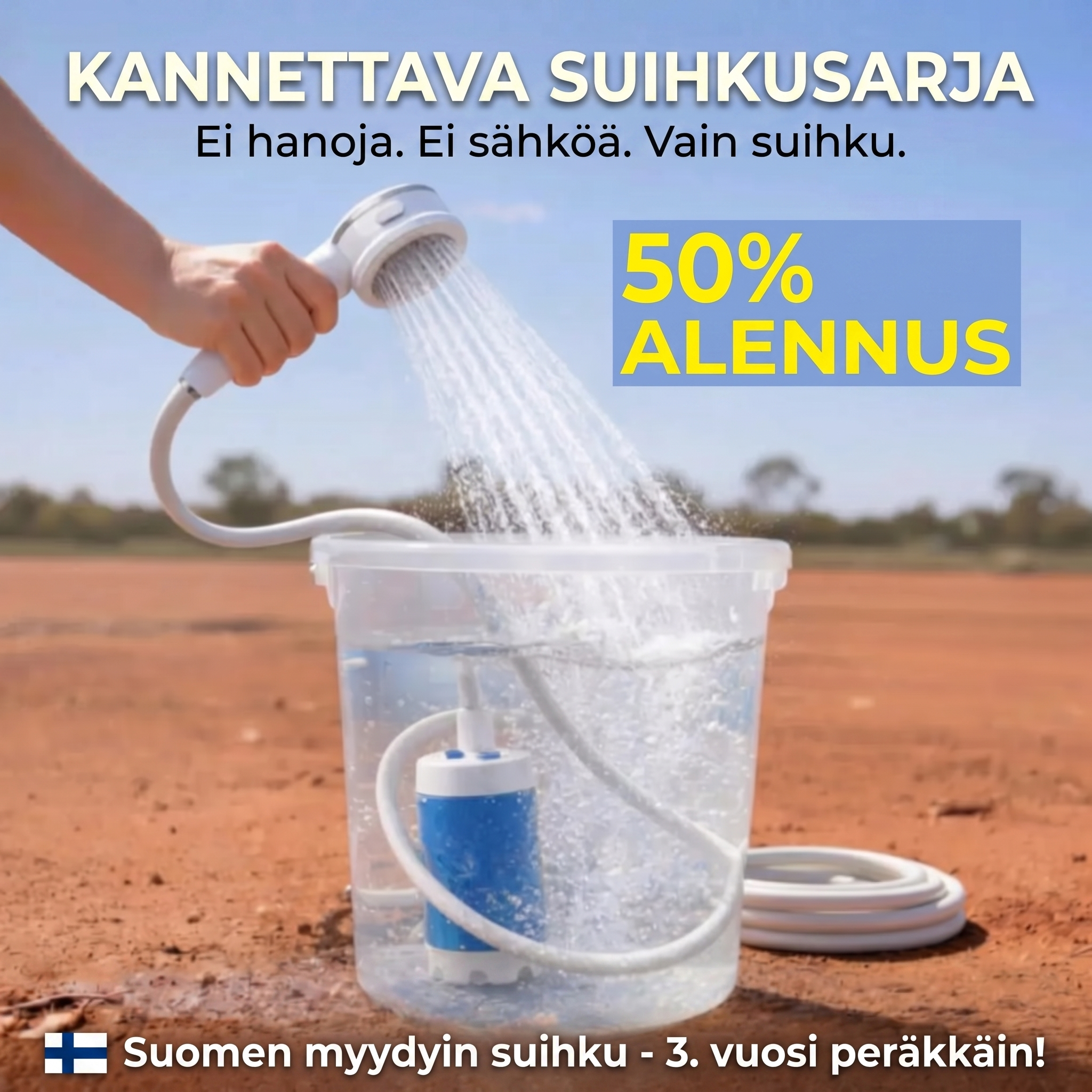 Kannettava vesipumppu: Sarja letkulla ja suuttimilla